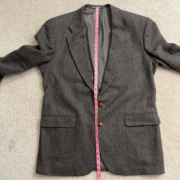 Woolrich Blazer Sport Coat Mens 44L Brown 2 Button Pure Wool Herringbone - Picture 8 of 12